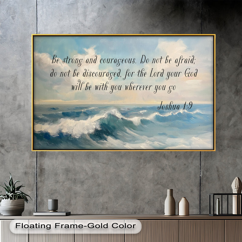 Joshua 1:9 – Strength and Courage Bible Verse Oil Painting