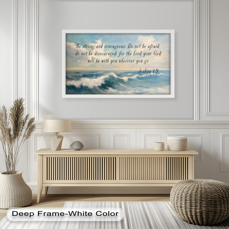 Joshua 1:9 – Strength and Courage Bible Verse Oil Painting