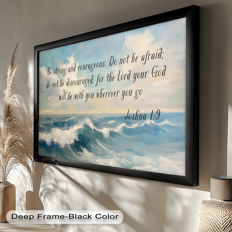 Joshua 1:9 – Strength and Courage Bible Verse Oil Painting