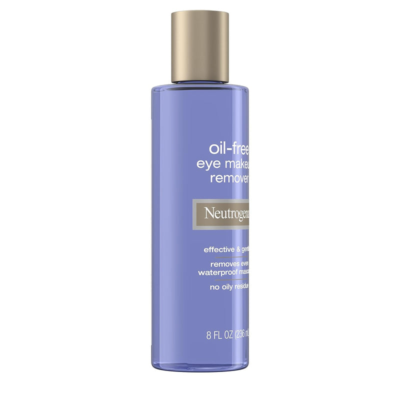 Neutrogena Gentle Oil-Free Eye Makeup Remover & Cleanser for Sensitive Eyes, Non-Greasy Makeup Remover, Removes Waterproof Mascara, Dermatologist & Ophthalmologist Tested, 8.0 fl. oz