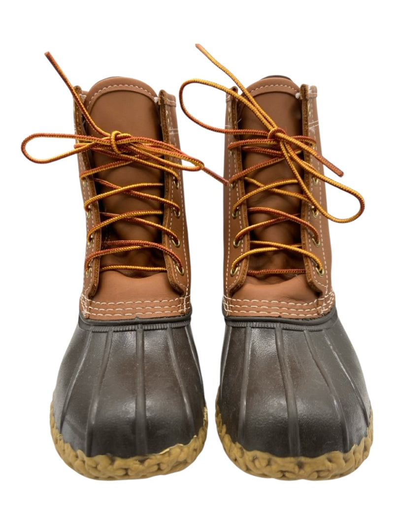 LL Bean Shoe Size 6 Brown Leather & Rubber Laces Calf High Boots