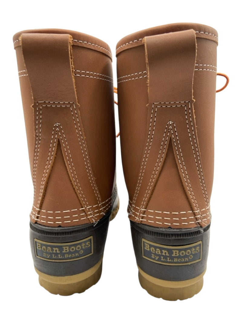 LL Bean Shoe Size 6 Brown Leather & Rubber Laces Calf High Boots