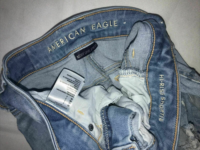 Women's American Eagle Jean Denim Shorts Size 2 Hi-Rise Shortie Next Stretch