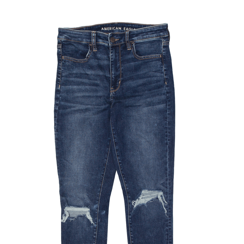 AMERICAN EAGLE High Jegging Distressed Jeans Blue Denim Slim Skinny Stone Wash Womens W30 L27
