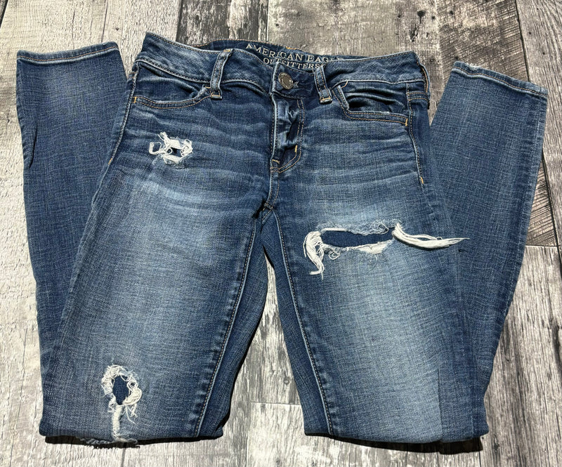 American Eagle blue mid rise skinny jeans - Hers size 0