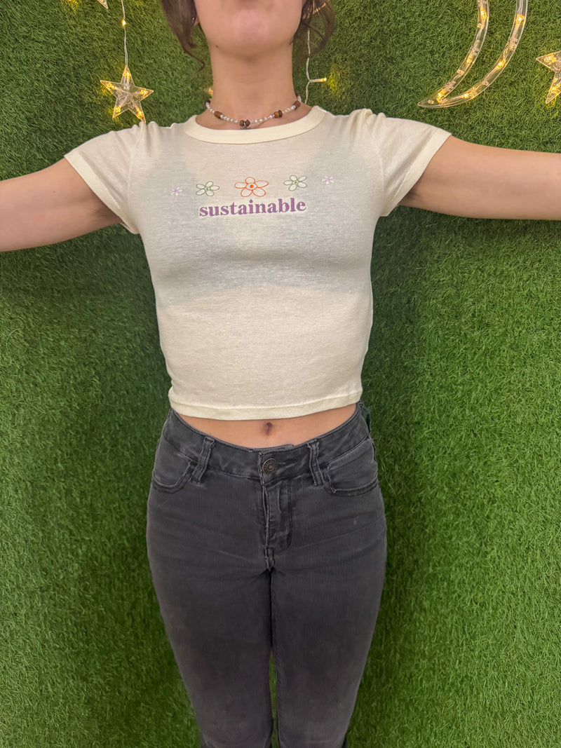 Sustainable Flower Baby Tee XS