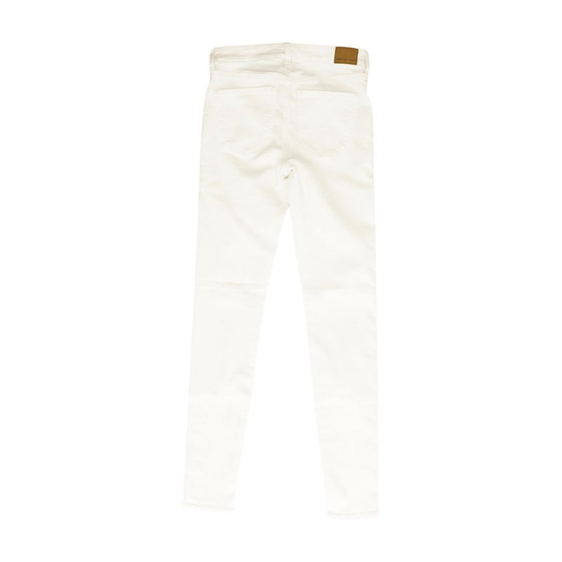 White Solid High Rise Skinny Leg Jeans