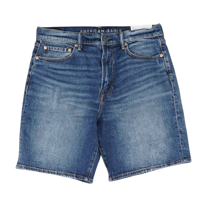 Blue Solid Denim Shorts