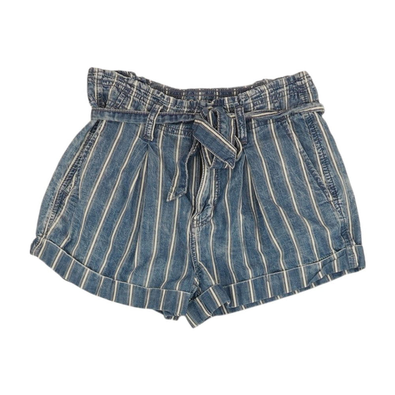 Blue Striped Denim Shorts