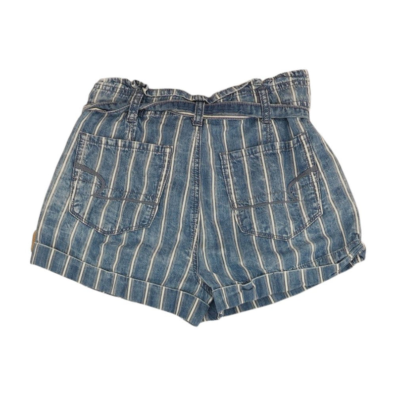 Blue Striped Denim Shorts