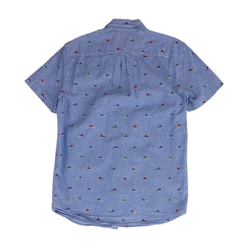 Blue Graphic Short Sleeve Button Down