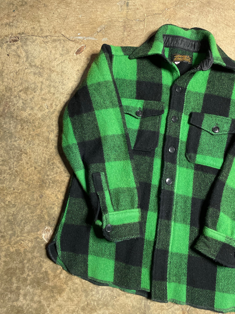 70’s Eddie Bauer Green Buffalo Check Wool Flannel - M