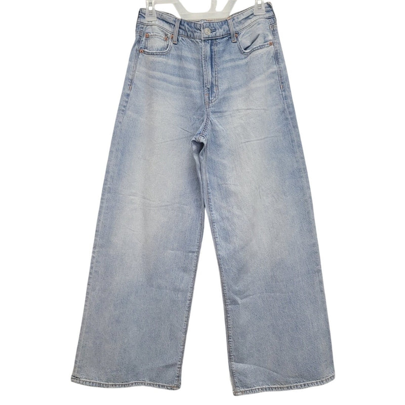 New American Eagle Size 0 Reg Strigid Super High Rise Ultra Wide Leg Denim Jeans