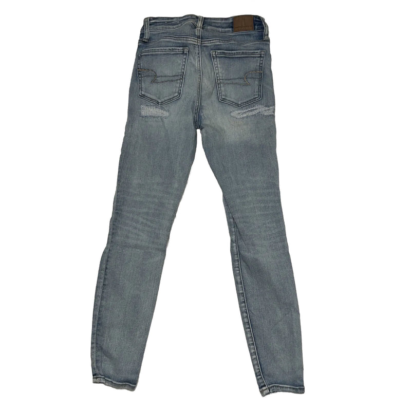 Women's American Eagle Jeans Denim Pants Jegging Skinny Super Stretch Rips Sz 2