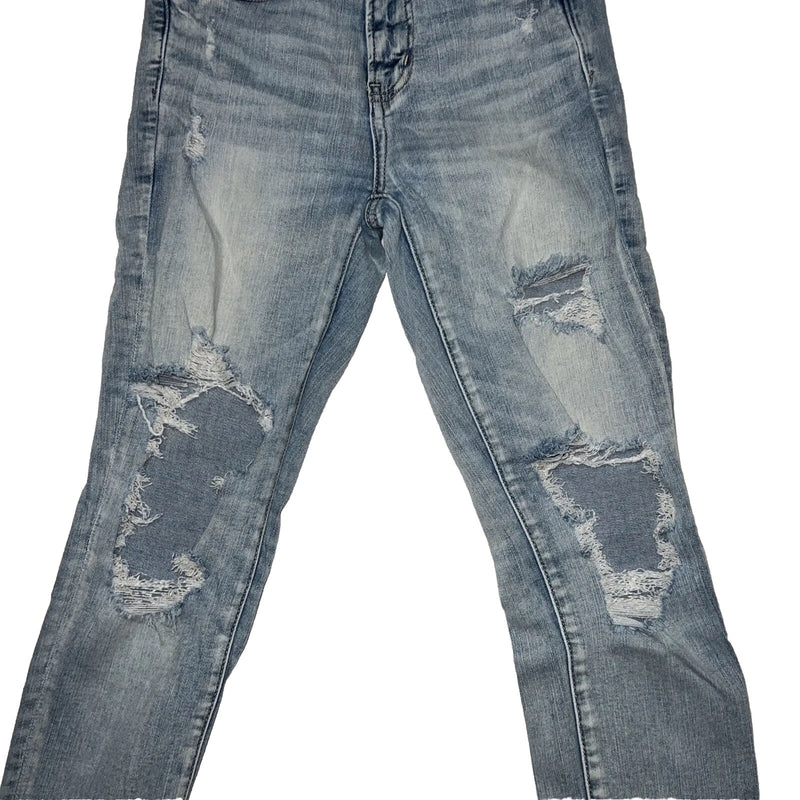 Women's American Eagle Jeans Denim Pants Jegging Skinny Super Stretch Rips Sz 2
