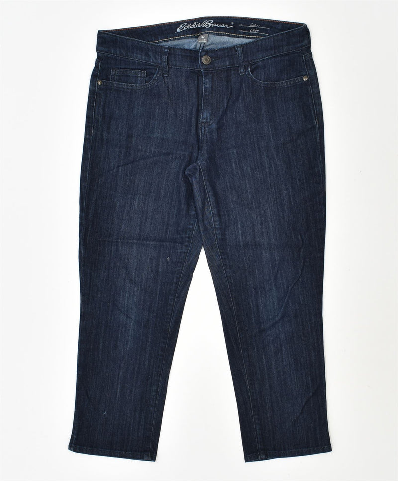 EDDIE BAUER Womens Crop Curvy Capri Jeans US 8 Medium W31 L23 Navy Blue