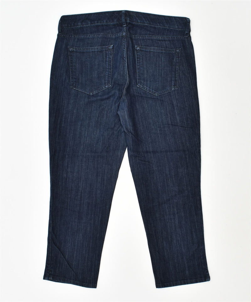 EDDIE BAUER Womens Crop Curvy Capri Jeans US 8 Medium W31 L23 Navy Blue