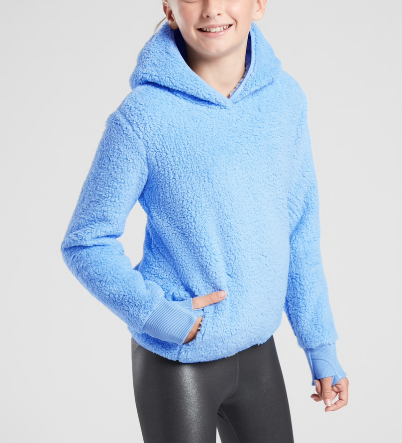 Athleta Girl Blue So Snug Sherpa Long Sleeve Soft Cozy Hoodie