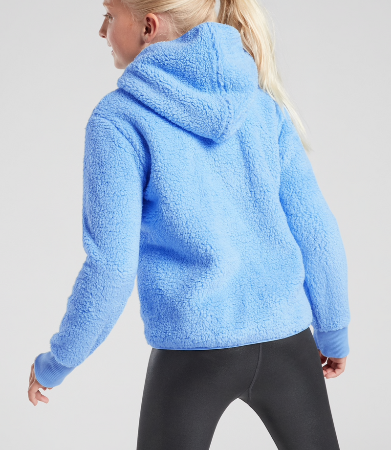 Athleta Girl Blue So Snug Sherpa Long Sleeve Soft Cozy Hoodie