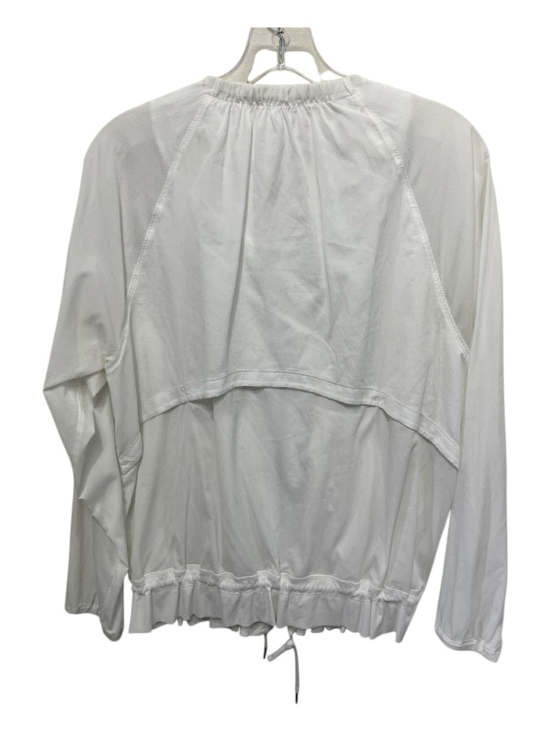 Athleta Size M White Nylon Blend Perforated Full ZIp cinched detail Jacket