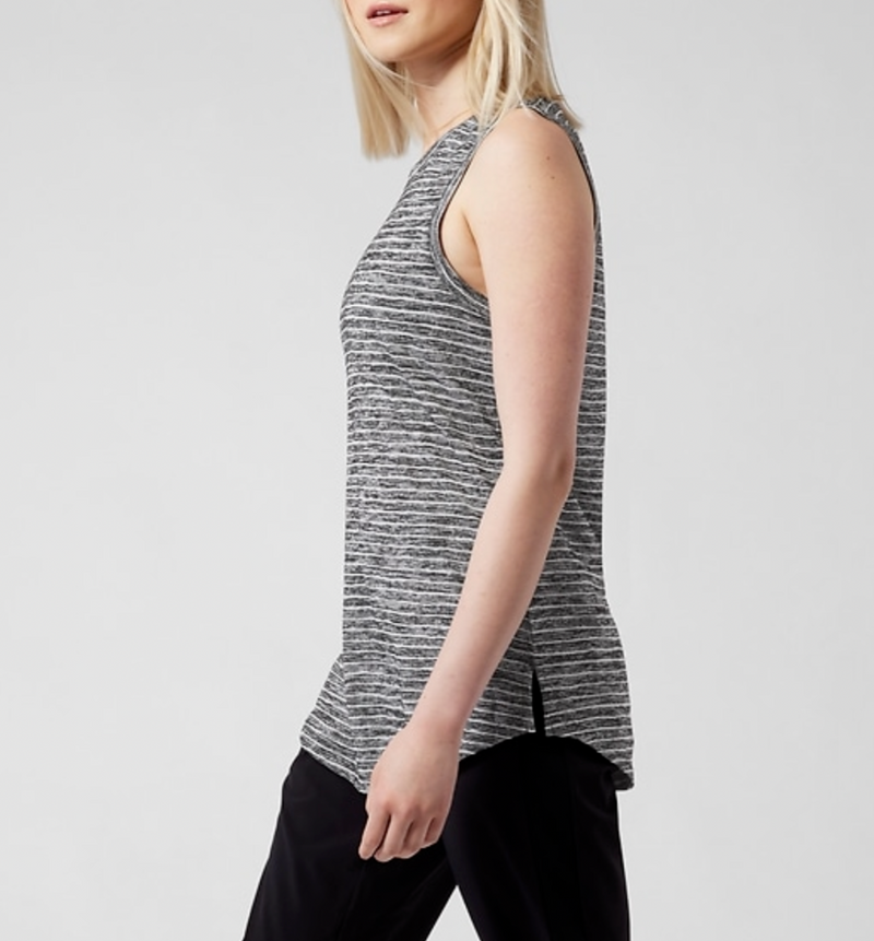 Athleta Black White Striped Sleeveless Breezy Top Tank