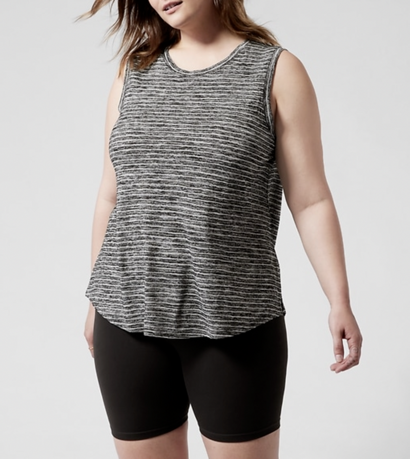 Athleta Black White Striped Sleeveless Breezy Top Tank
