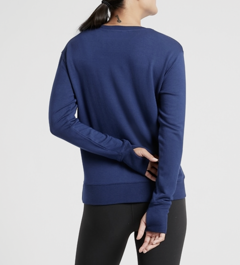 Athleta Enchanted Blue Long Sleeve Sunrise V-neck Sweatshirt