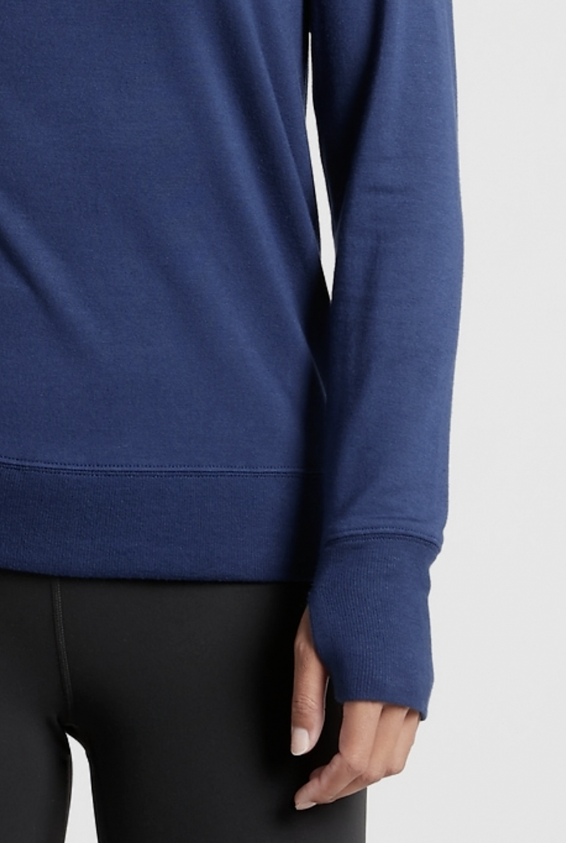 Athleta Enchanted Blue Long Sleeve Sunrise V-neck Sweatshirt