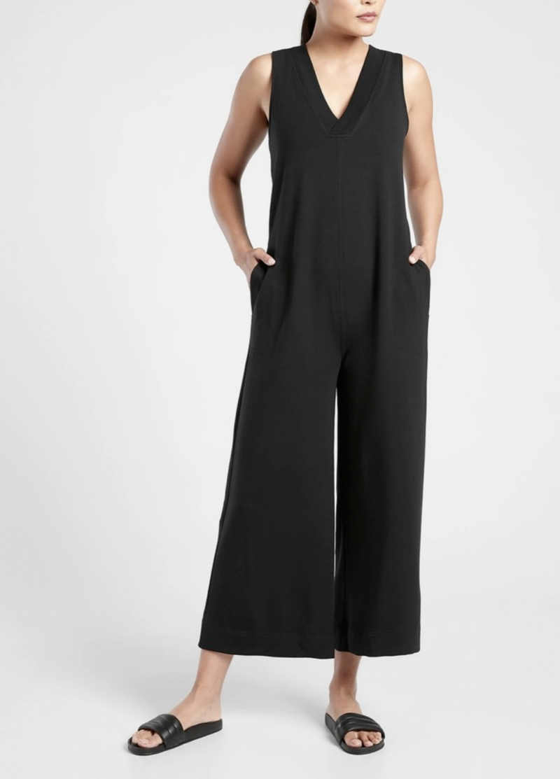 Athleta Black Wide Leg Pants Serenity Romper Jumpsuit