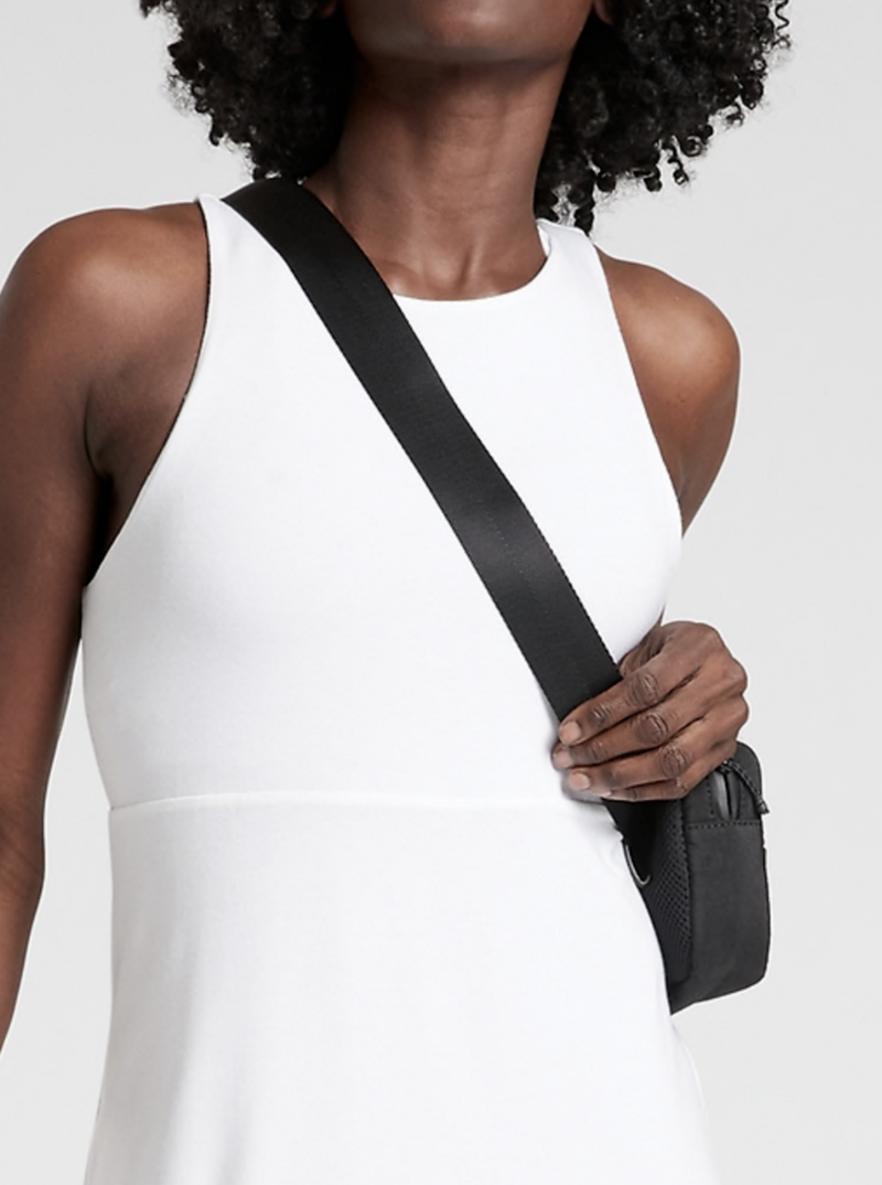 Athleta Heather Gray White Sleeveless Reversible High Neck Santorini Dress