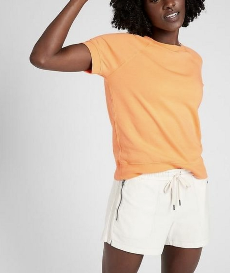 Athleta Orange Short Sleeve Sundown Sweatshirt Tee Top