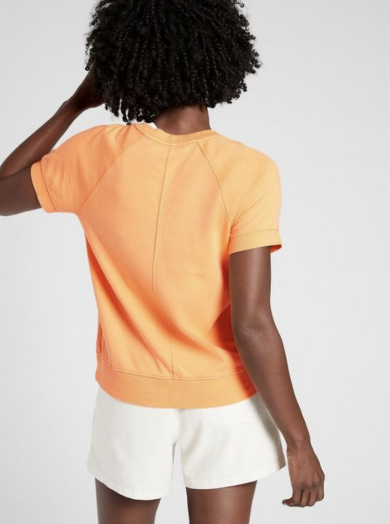 Athleta Orange Short Sleeve Sundown Sweatshirt Tee Top