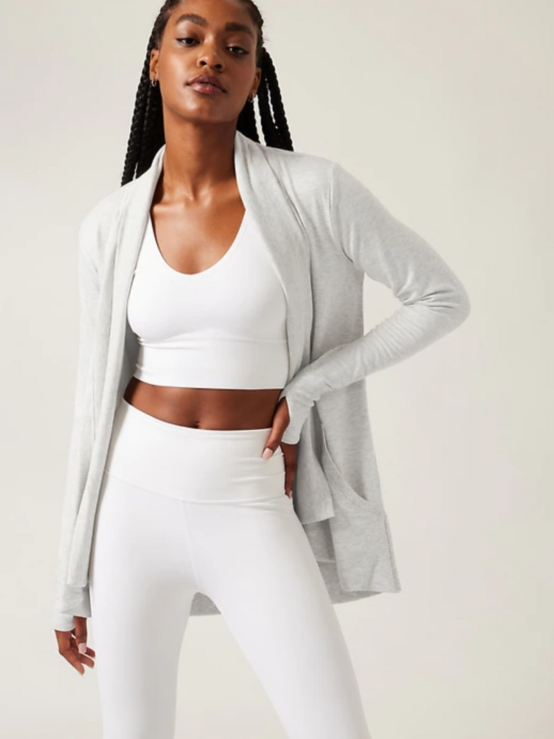 Athleta Light Heather Grey Nirvana Pranayama Wrap Cardigan