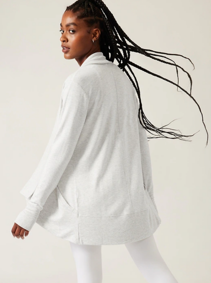 Athleta Light Heather Grey Nirvana Pranayama Wrap Cardigan