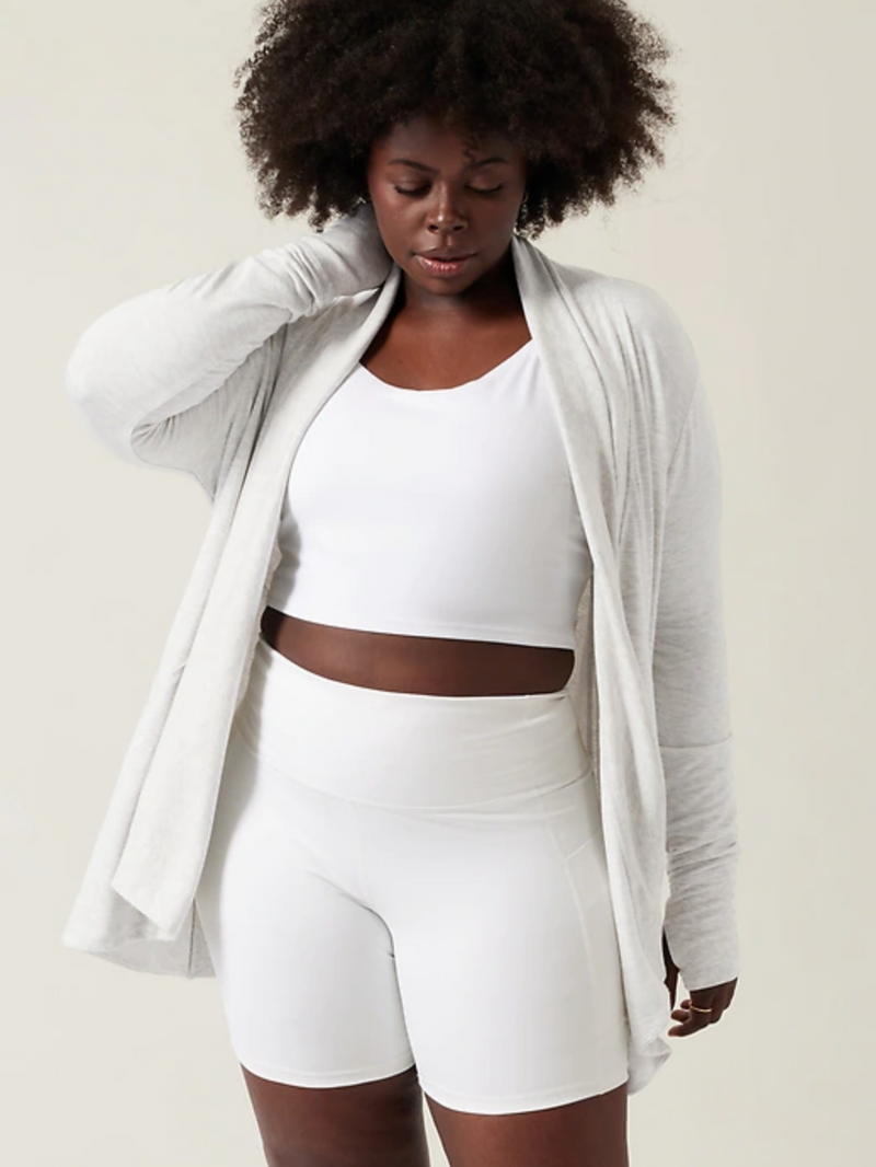 Athleta Light Heather Grey Nirvana Pranayama Wrap Cardigan