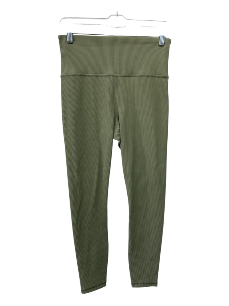 Athleta Size M Light Green Nylon Ribbed Elastic Waist Athletic Leggings