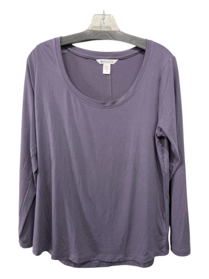 Athleta Size M Dusky Purple Polyester Scoop Neck Long Sleeve Top