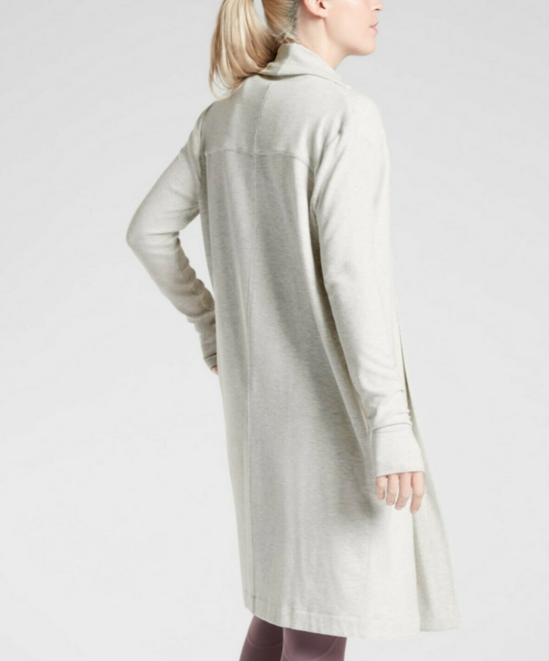 Athleta Fog Heather Grey Long Sleeve Canopy Nirvana Wrap Cardigan