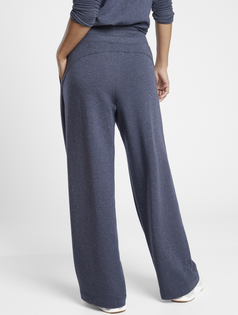Athleta Navy Blue Multi Nep Drawstring Waistband Wide Leg Balance Pant