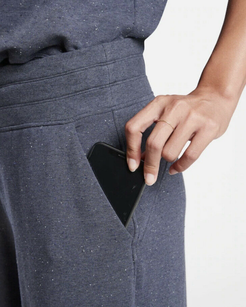 Athleta Navy Blue Multi Nep Drawstring Waistband Wide Leg Balance Pant