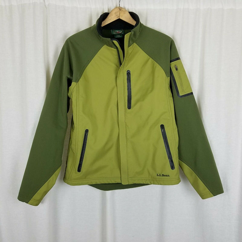 LL Bean Fleece Lined Softshell Windbreaker Jacket Mens M Full Zip Up Vented Arms