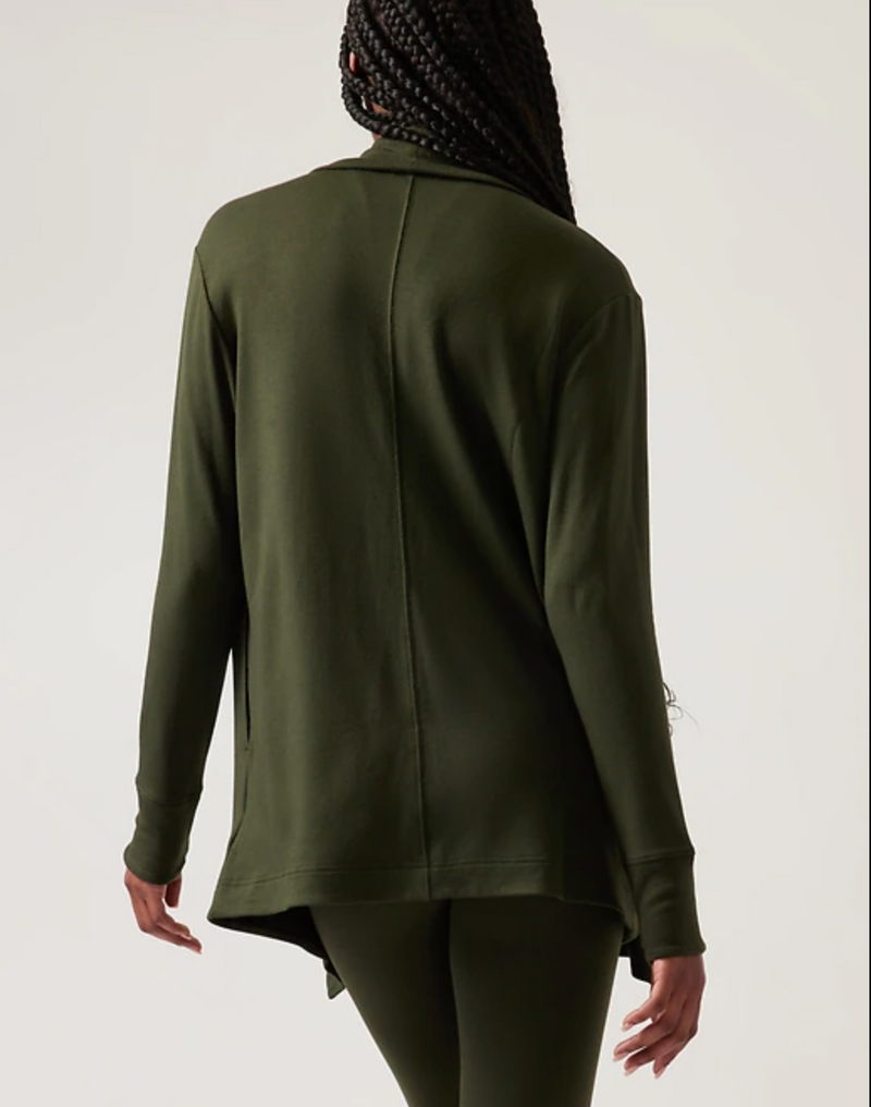 Athleta Aspen Olive Nirvana Pranayama Restore Wrap Cardigan