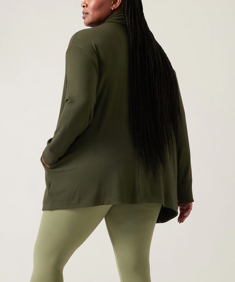 Athleta Aspen Olive Nirvana Pranayama Restore Wrap Cardigan