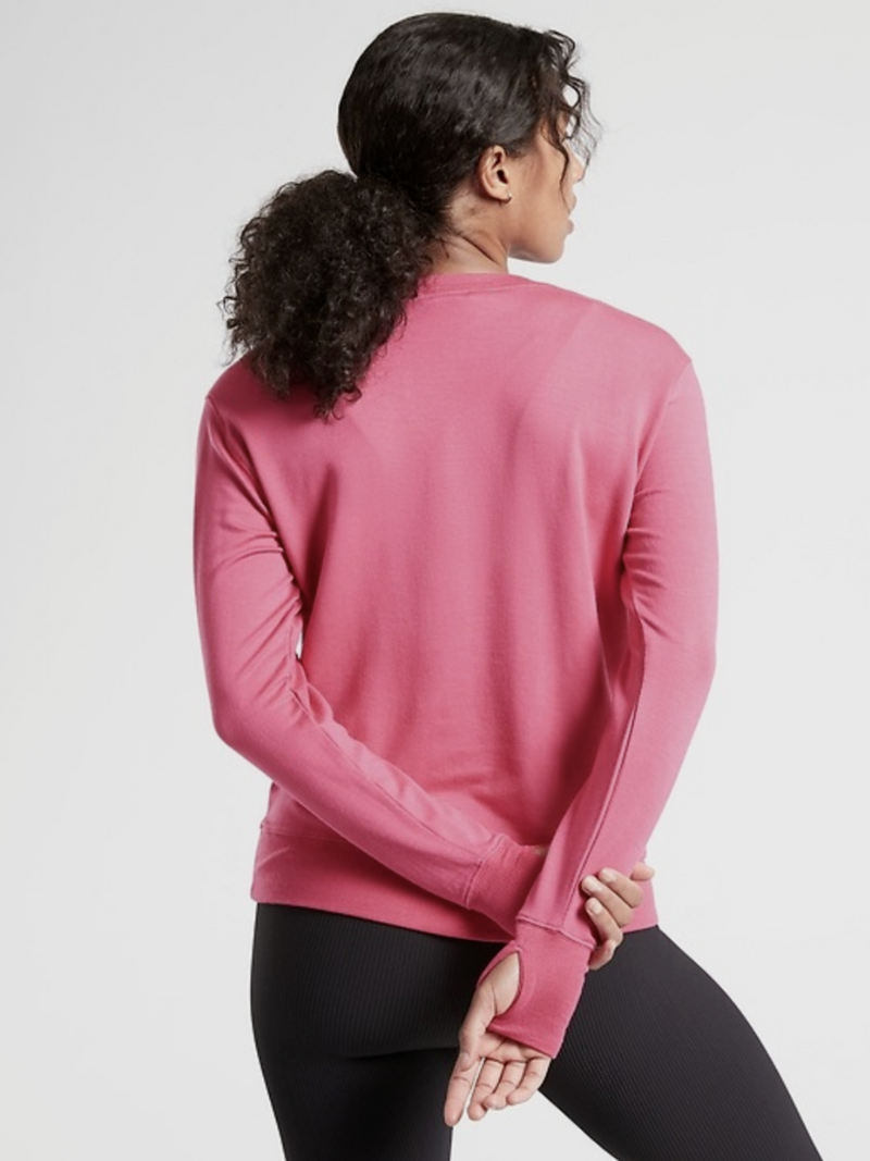 Athleta Dragonfruit Pink Long Sleeve Sunrise V-neck Sweatshirt