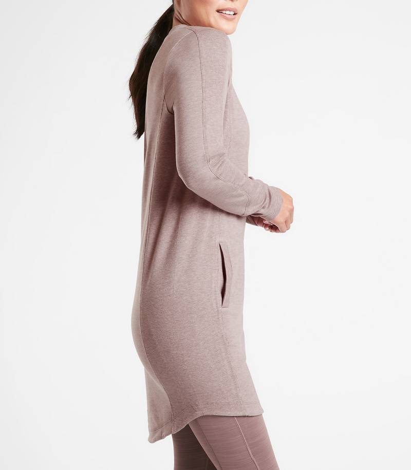 Athleta Flora Mauve Long Sleeve Pocket Soft Cozy Balance Dress