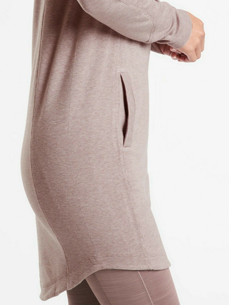Athleta Flora Mauve Long Sleeve Pocket Soft Cozy Balance Dress