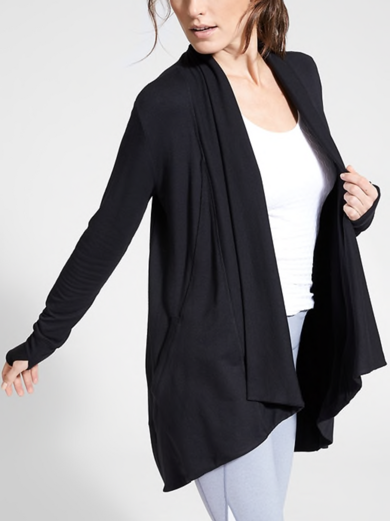Athleta Black Nirvana Pranayama Wrap Cardigan