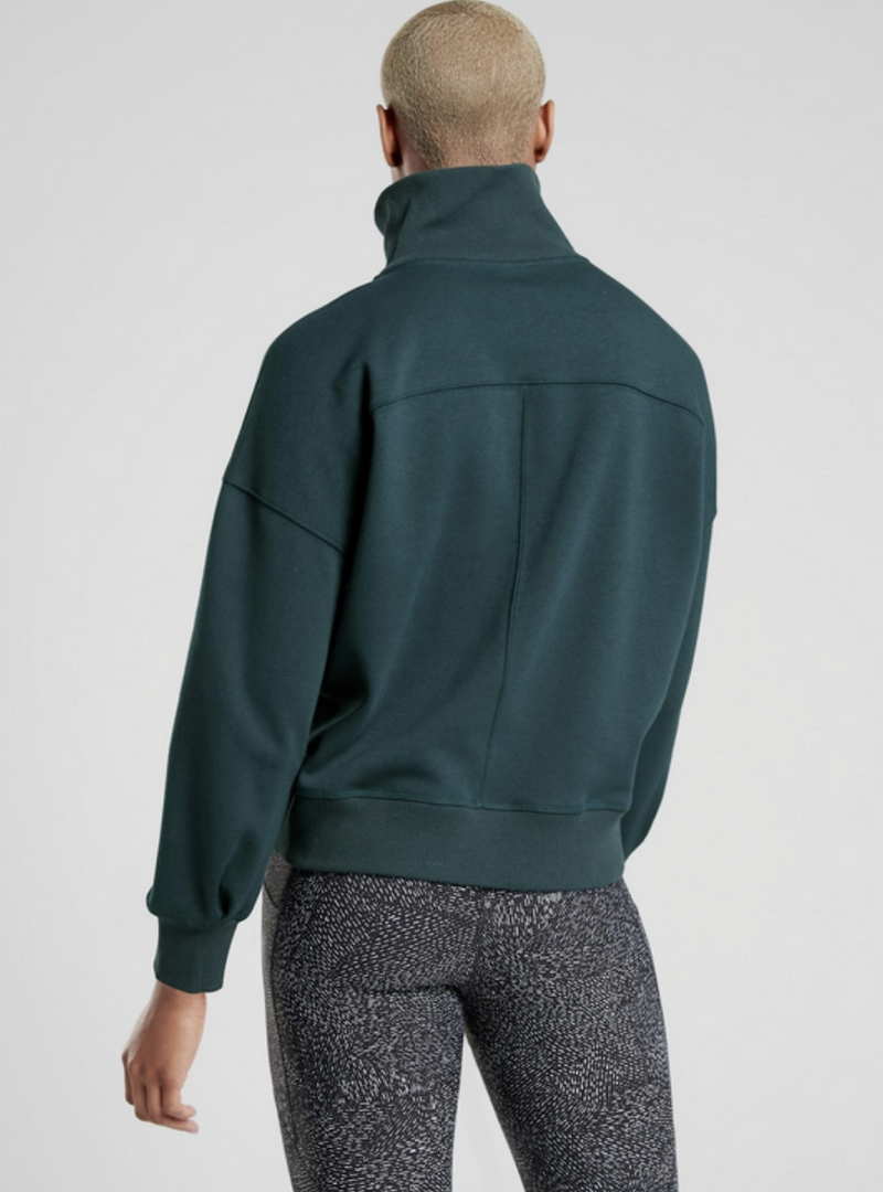 Athleta Nordic Teal 1/4 Zip Funnel Neck Cozy Karma Sweatshirt