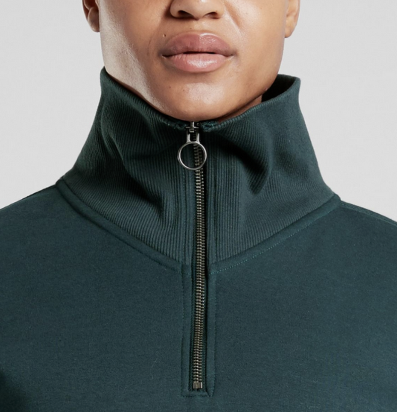 Athleta Nordic Teal 1/4 Zip Funnel Neck Cozy Karma Sweatshirt