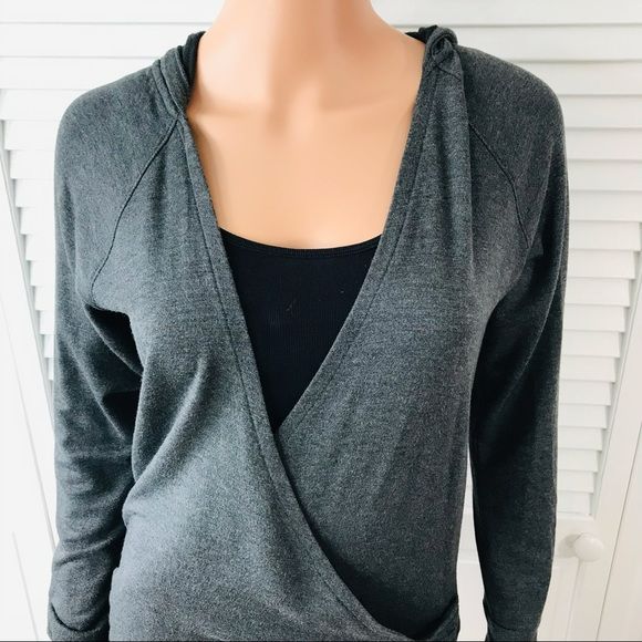 ATHLETA Dark Gray Wrap Front Hoodie Size S